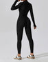 Zip Up Jumpsuit - Long Sleeve - Black