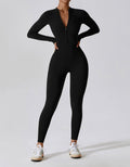 Zip Up Jumpsuit - Long Sleeve - Black - Livv Activewear