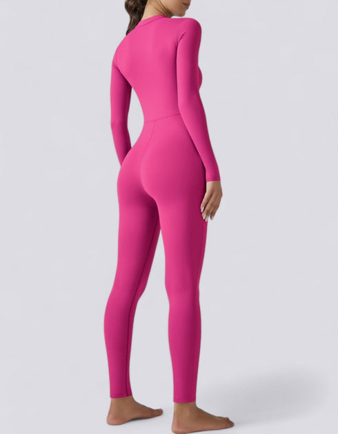 Zipped Women's Jumpsuit Full Length - Pink