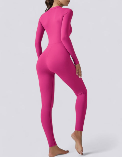 Zipped Women's Jumpsuit Full Length - Pink