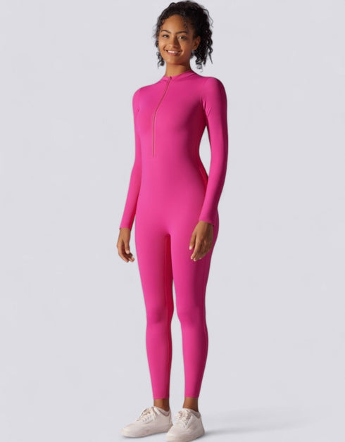 Zipped Women's Jumpsuit Full Length - Pink