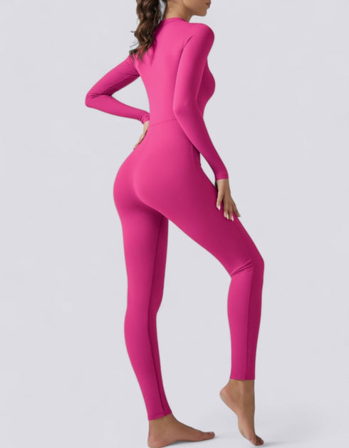 Zipped Women's Jumpsuit Full Length - Pink
