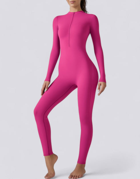 Zipped Women's Jumpsuit Full Length - Pink