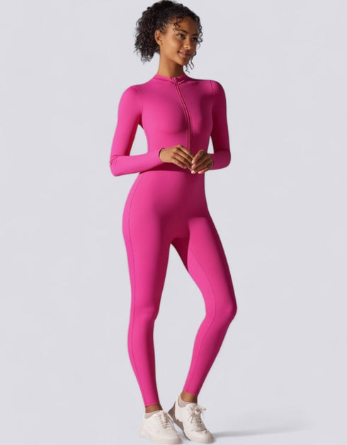 Zipped Women's Jumpsuit Full Length - Pink