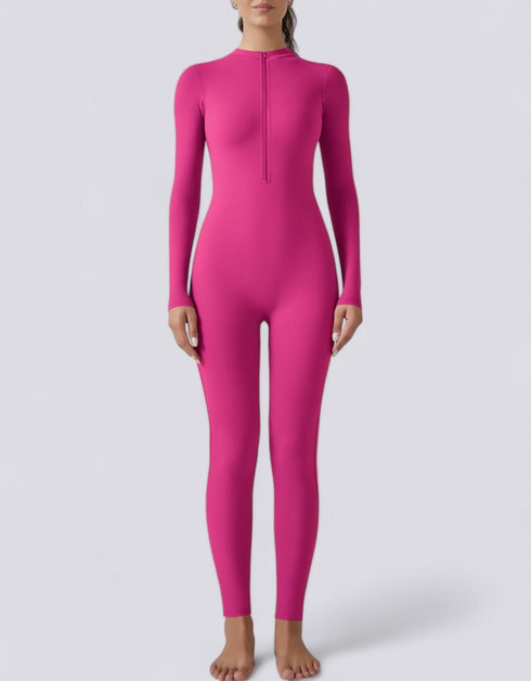 Zipped Women's Jumpsuit Full Length - Pink