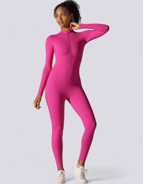 Zipped Women's Jumpsuit Full Length - Pink