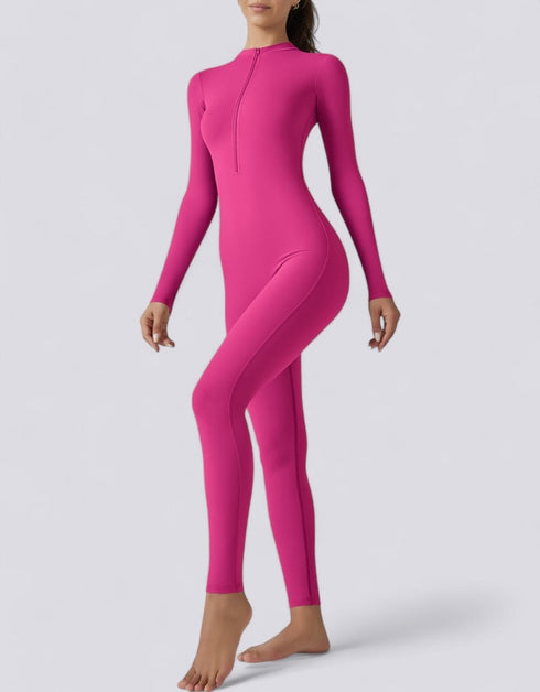 Zipped Women's Jumpsuit Full Length - Pink