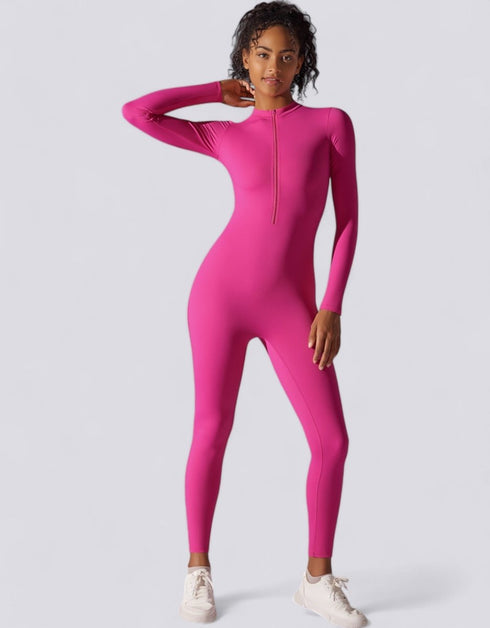 Zipped Women's Jumpsuit Full Length - Pink