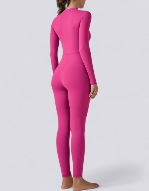 Zipped Women's Jumpsuit Full Length - Pink