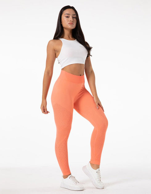 High Waist Seamless Gym Yoga Fitness Leggings - Peach
