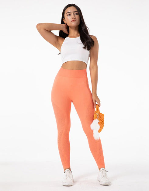 High Waist Seamless Gym Yoga Fitness Leggings - Peach