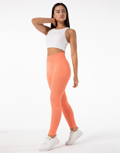 High Waist Seamless Gym Yoga Fitness Leggings - Peach