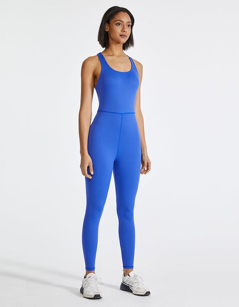 Ladies Active Wear Jumpsuit – Yoga Gym Fitness Dance - Blue