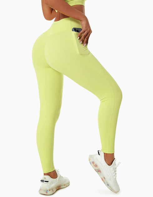 Sports Leggings with Pockets, Lime Green