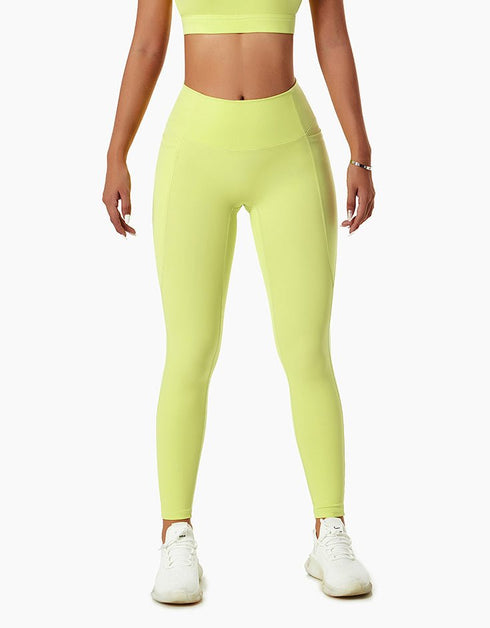 Sports Leggings with Pockets, Lime Green