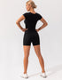 Women's Square Collar Jumpsuit Shorts - Yoga, Gym, Activewear