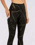 Yoga Pants - Black with Golden Print