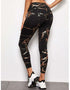 Yoga Pants - Black with Golden Print