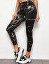 Yoga Pants - Black with Golden Print