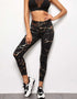 Yoga Pants - Black with Golden Print