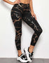 Yoga Pants - Black with Golden Print