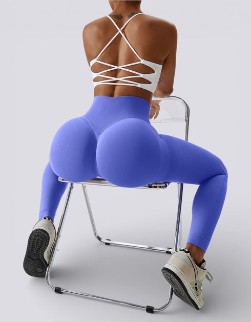 High Waist Seamless Active Leggings - Blue