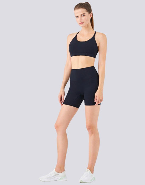 Fitness Sports Bra - Halter Neck - Open Back - Black