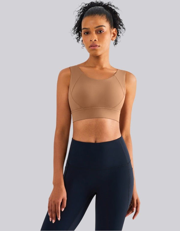 High Impact Sports Bra - Fixed Cups -  Zelensky Brown