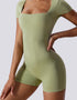 Jumpsuit Shorts - Yoga, Gym, Activewear - Light Blue Green