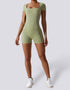 Jumpsuit Shorts - Yoga, Gym, Activewear - Light Blue Green