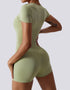 Jumpsuit Shorts - Yoga, Gym, Activewear - Light Blue Green