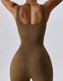 Ribbed Seamless Jumpsuit - Army Brown