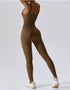 Ribbed Seamless Jumpsuit - Army Brown