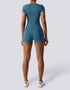Women's Shorts Jumpsuit - Yoga, Gym, Activewear - Peacock Blue