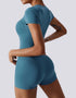 Women's Shorts Jumpsuit - Yoga, Gym, Activewear - Peacock Blue