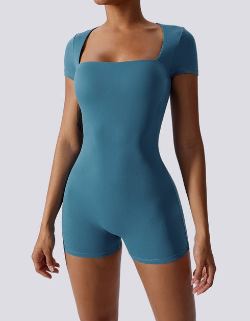 Women's Shorts Jumpsuit - Yoga, Gym, Activewear - Peacock Blue
