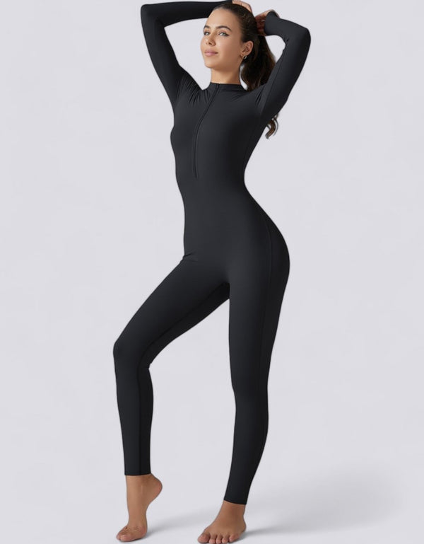 Zipped Jumpsuit Full Length Arms & Legs - Black