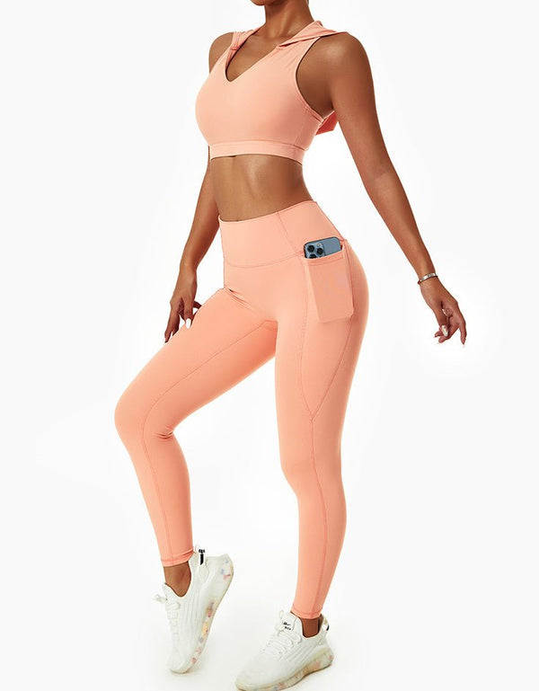 Active Leggings with Pockets - Peach