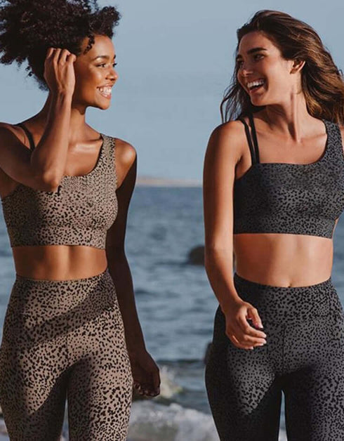 Womens Active Set - Leopard Print - Grape