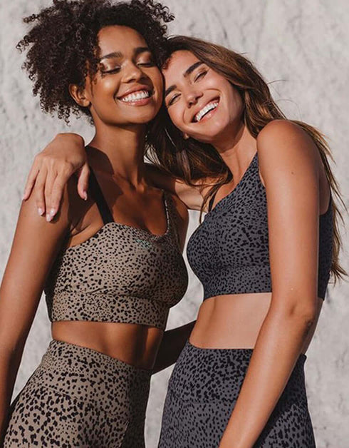Womens Active Set - Leopard Print - Grape